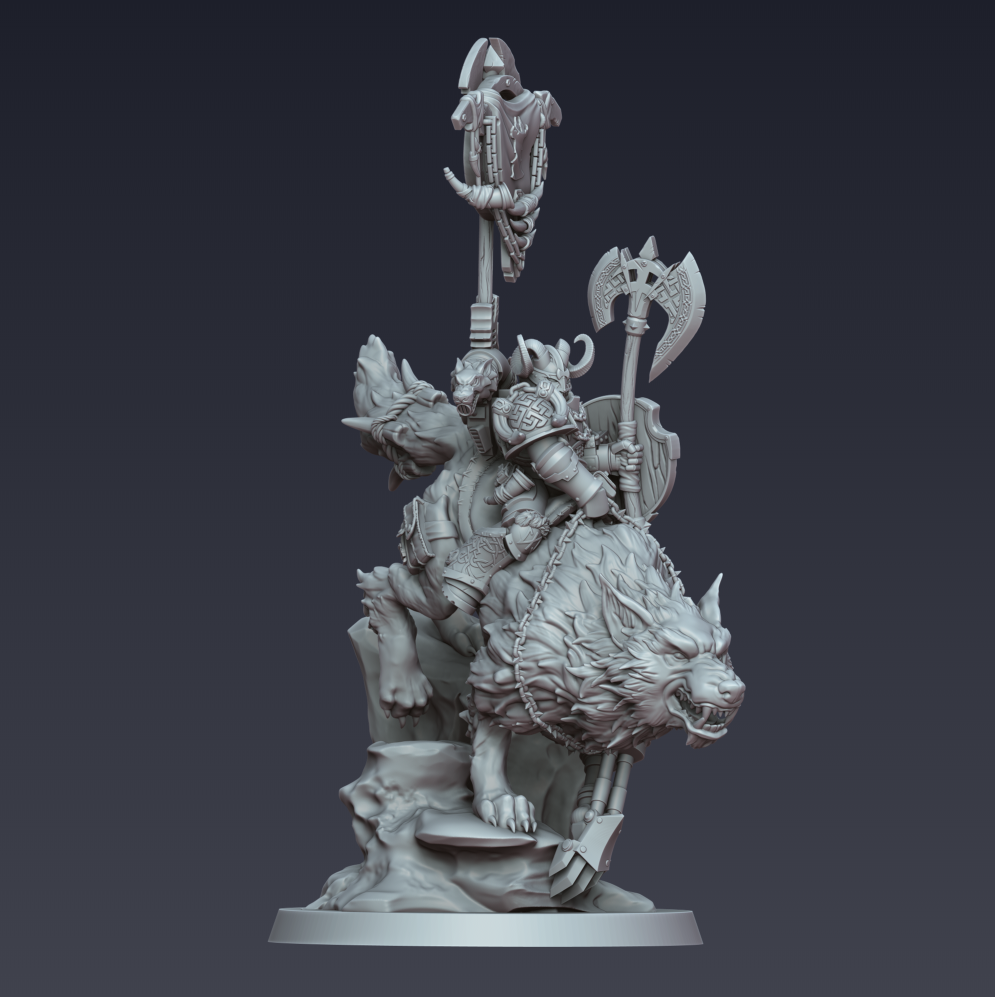 Jarl on Stormwolf – 3D printed resin cavalry miniature, view 4