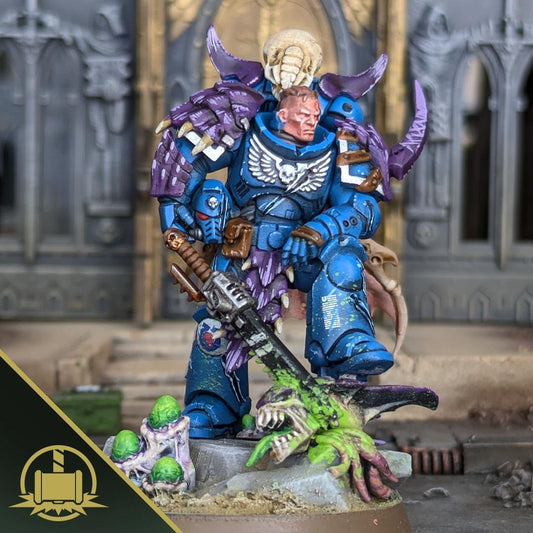 Painted and kitbashed example by @thehammerofwrath (Instagram) - demonstration only, product sold as unpainted resin parts