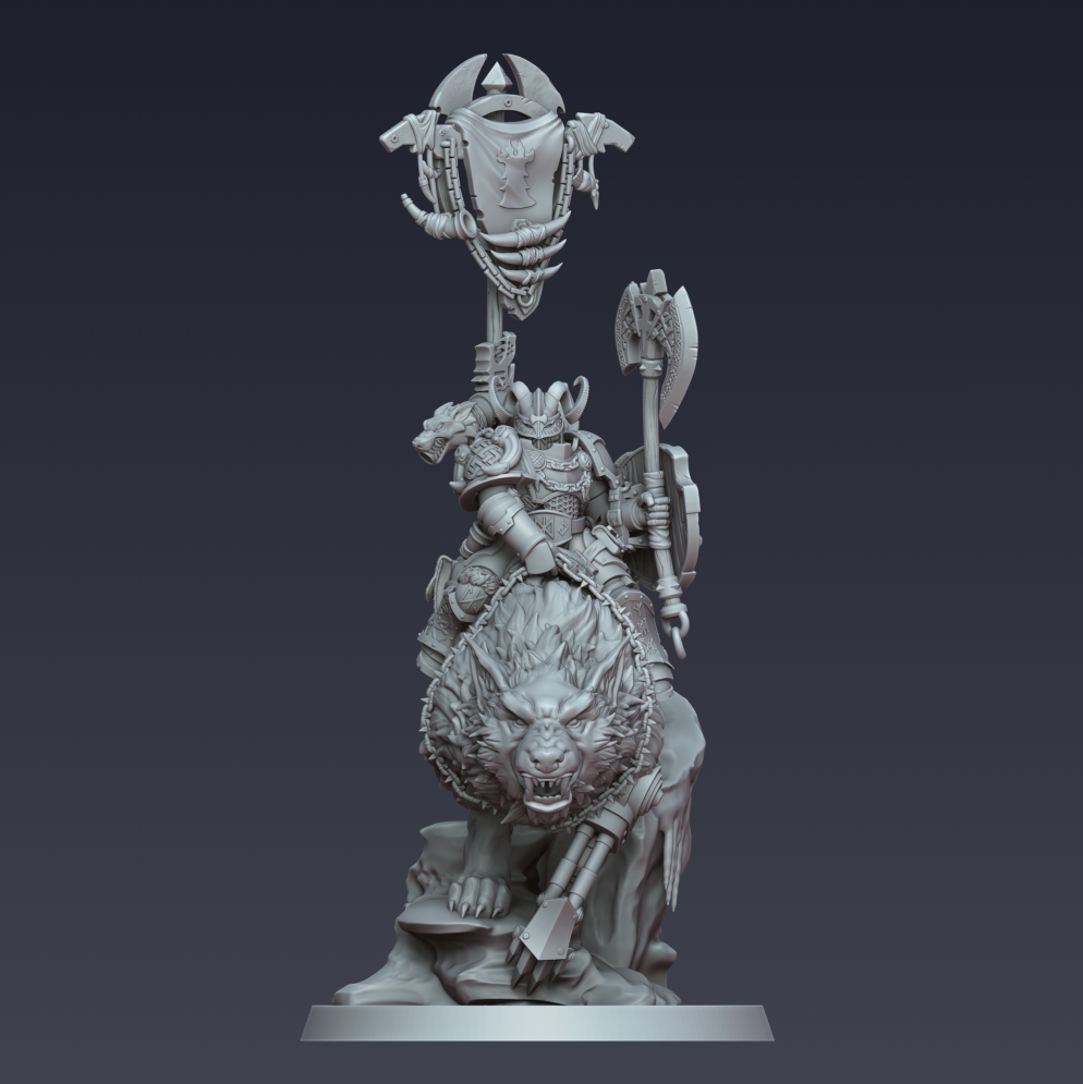 Jarl on Stormwolf – 3D printed resin cavalry miniature, view 2