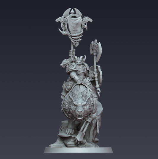 Jarl on Stormwolf – 3D printed resin cavalry miniature, view 2