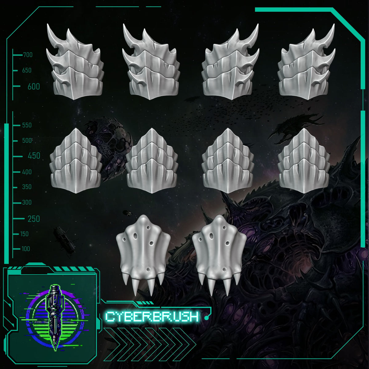 Space Bug Hunters Forearms – 3D printed resin armoured forearms for 32mm miniatures