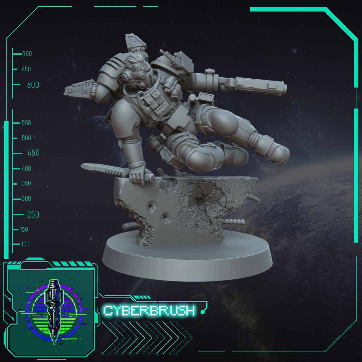 Raider Lieutenant – 3D printed resin officer miniature, 32mm scale