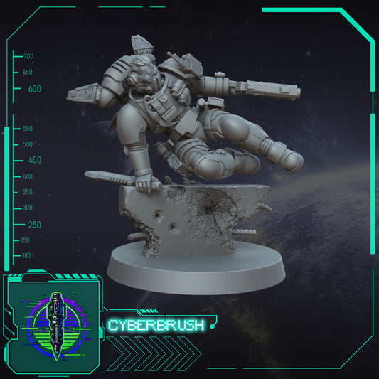 Raider Lieutenant – 3D printed resin officer miniature, 32mm scale