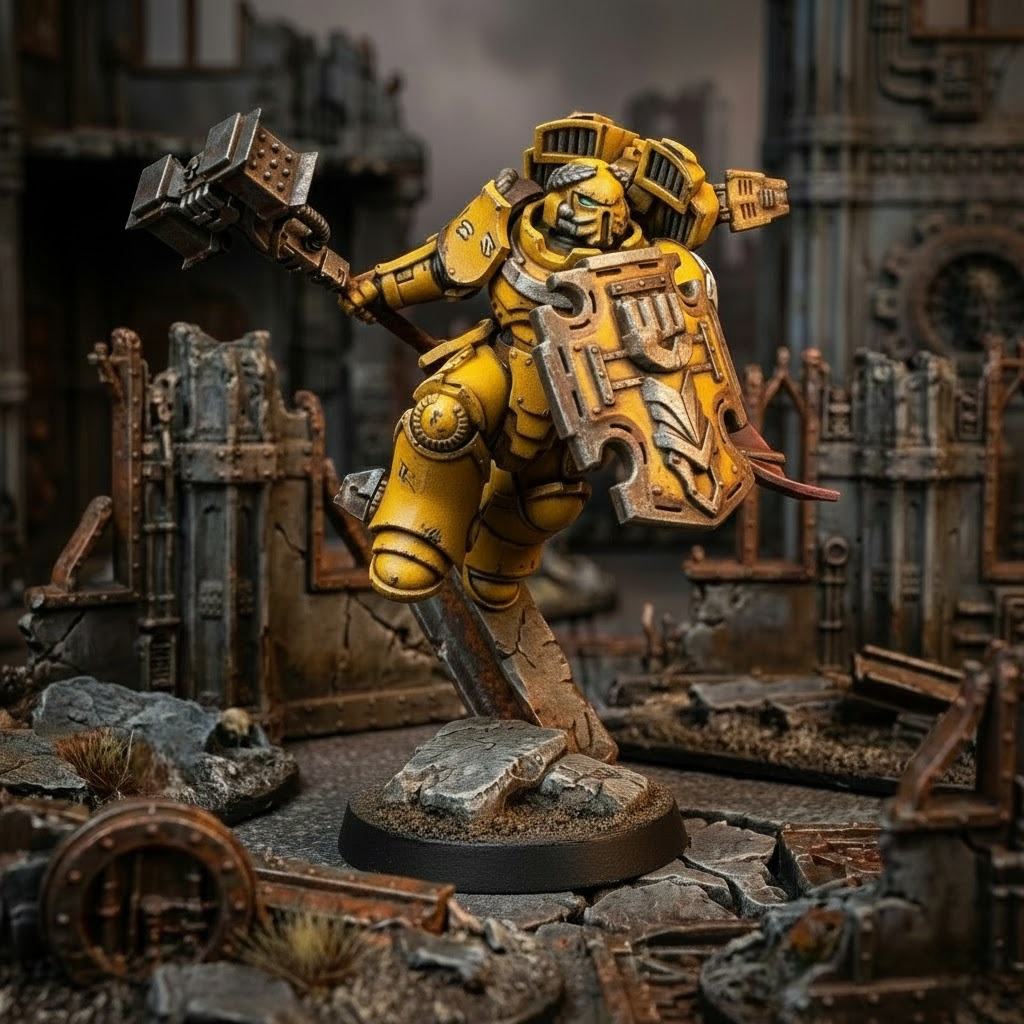 Imperial Hand Captain – 3D printed resin commander miniature, 32mm scale